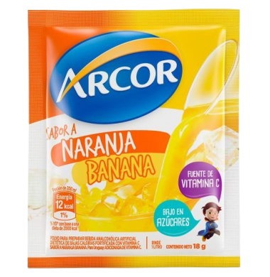 ARCOR jugo naranja banana x18 sobres