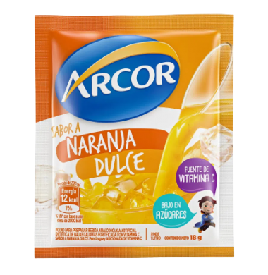 ARCOR jugo naranja dulce x18 sobres