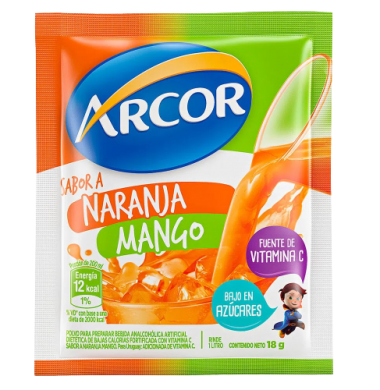 ARCOR jugo naranja mango x18 sobres
