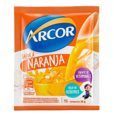 ARCOR jugo naranja x18 sobres