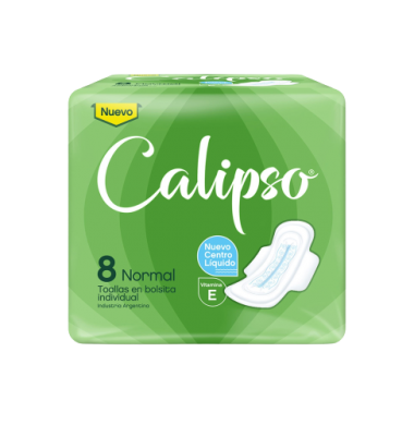 CALIPSO toalla normal c/ala sin perfume (vde.) x8Un.