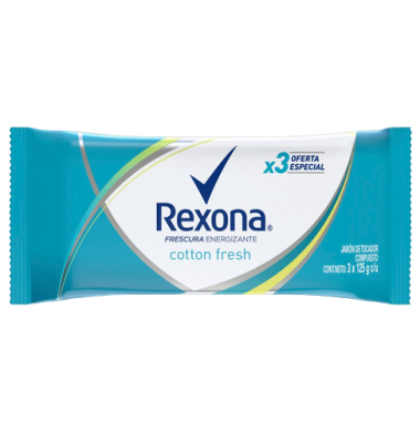 REXONA jabon tocador cotton/fresh 3 x125g