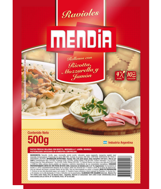 MENDIA ravioles muzzarella/jamon/ricotta x500g