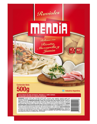 MENDIA ravioles muzzarella jamon ricotta x500g