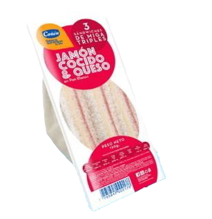 CAÑON sandwich de miga jamon y queso x3Un.