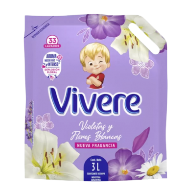 VIVERE suavizante violetas y flores blancas x3Lt