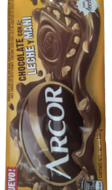 ARCOR chocolate leche con mani x95g