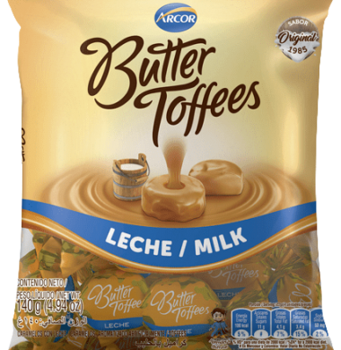 ARCOR caramelos butter toffees leche x140g