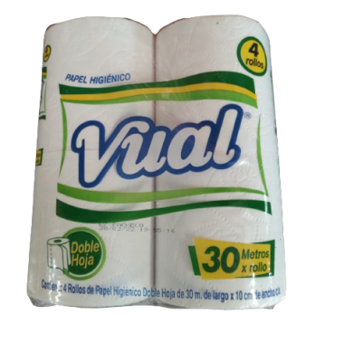 VUAL papel higienico blanco doble hoja 30m x4Un.