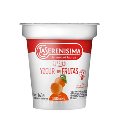 SERENISIMA yogur con frutas durazno x140g