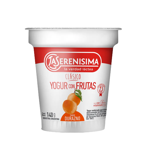 SERENISIMA yogur con frutas durazno x140g
