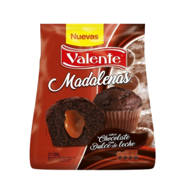 VALENTE madalena chocolate rellena dulce de leche x180Gra