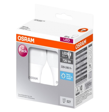 OSRAM lampara led value classic fria 9w x2Un.