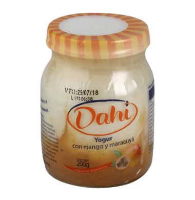 DAHI yogur frasco colchon mango y maracuya x200g